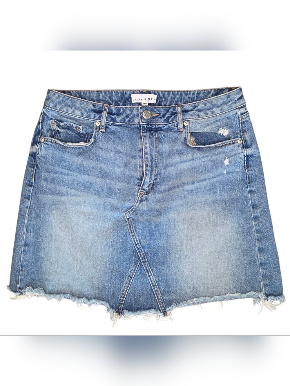 LOFT Light Blue Distressed Denim Skirt - Size 8